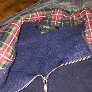 Blue and plaid half zip up